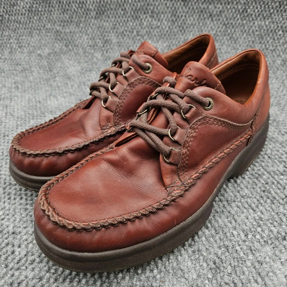 Clarks Mens 11.5M Brown Leather Oxford Casual Comfort Moccasin Toe Shoes 37076